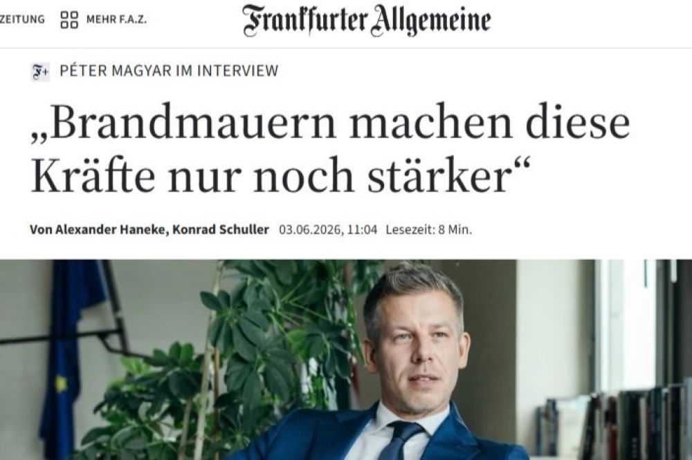 Magyar Péter a FAZ-nak: kikényszeríthető nemzetközi garanciák kellenek a háború lezárásához